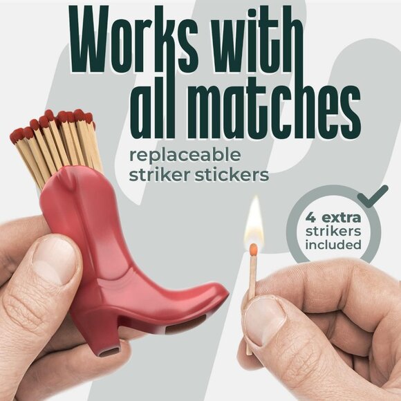 NEW Ceramic Cowboy Boots w Matches Holder Ceramic Box Striker Pink Tan Smokers - Picture 6 of 14